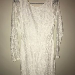 White, lace mid length dress